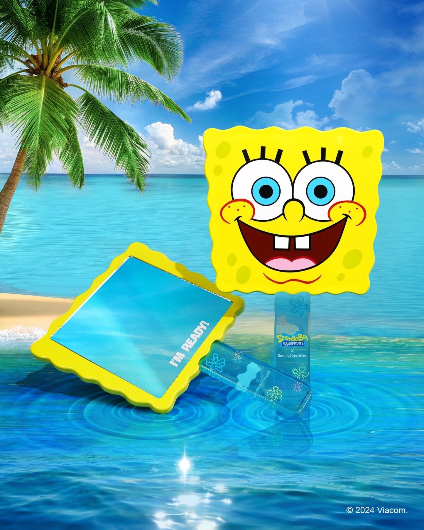 SpongeBob "I'm Ready" Hand Mirror - Festievibes Cosmetics