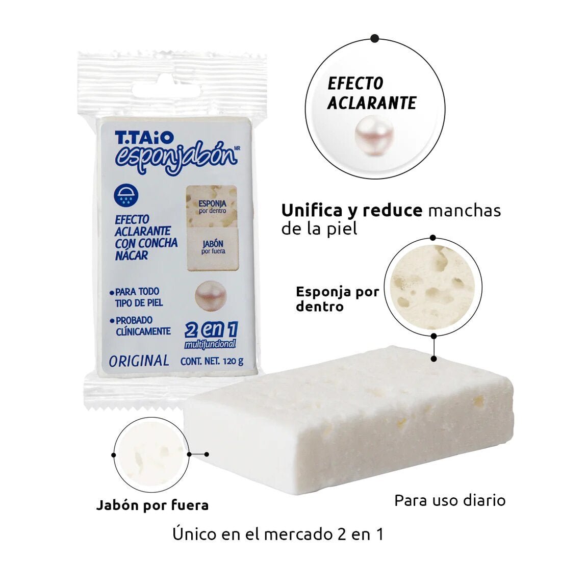 T.taio Esponjabon 2 - in - 1 Soap Infused Sponge - Festievibes Cosmetics