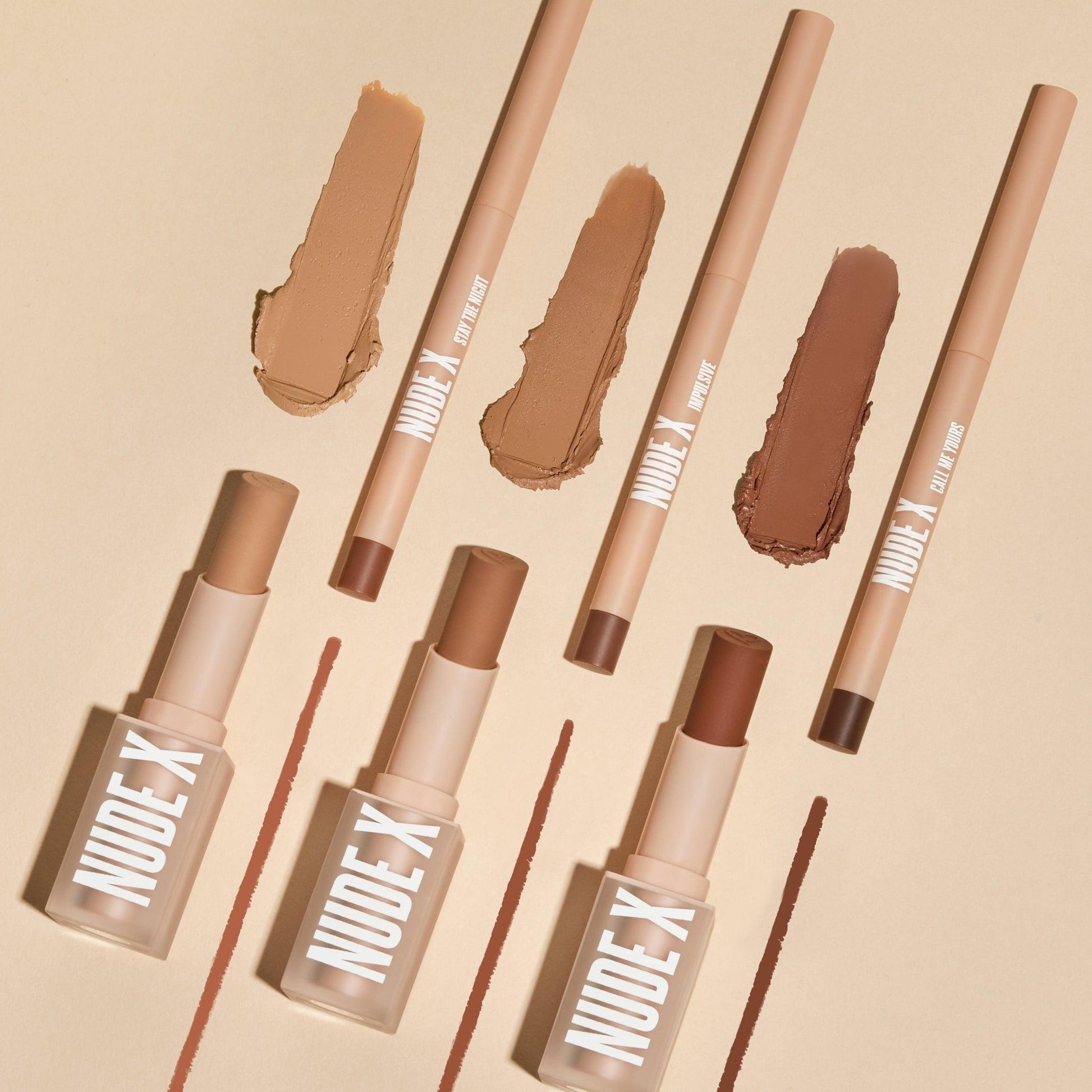 Nude X Lip Liner and Lipstick Set - Festievibes Cosmetics